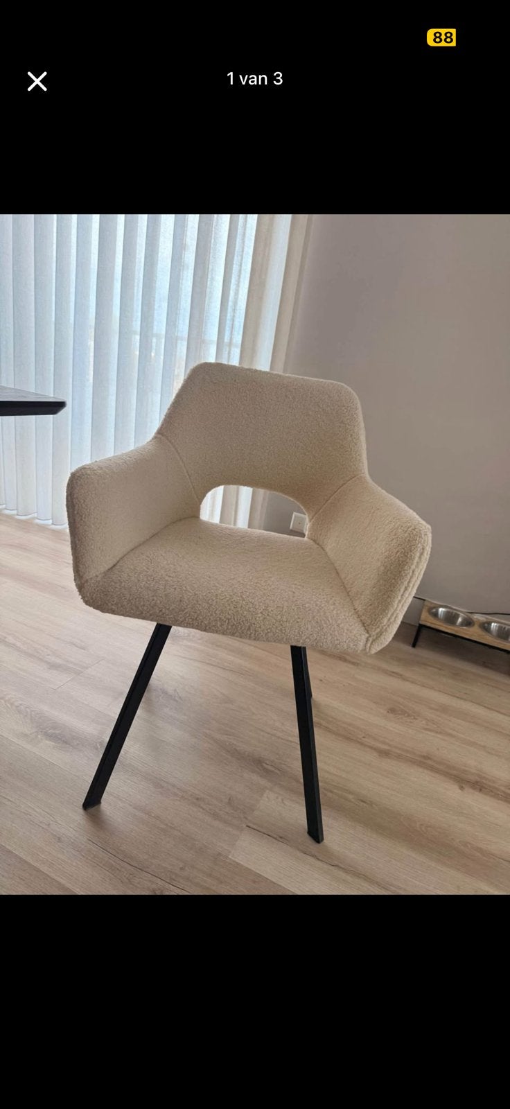 Eetkamer stoelen teddy creme kleur, Ophalen, Zo goed als nieuw, Wit