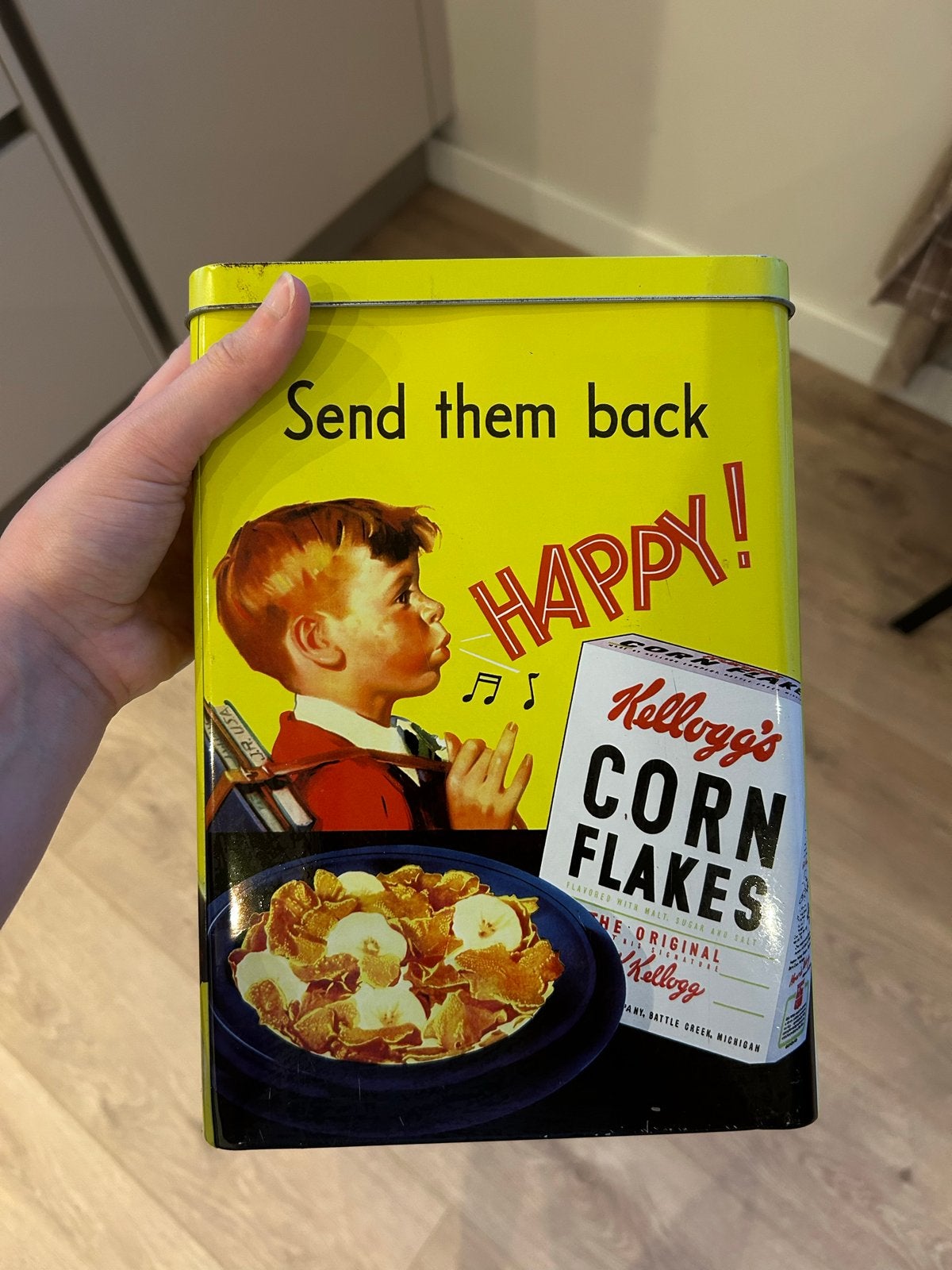 Vintage Kellogg's Corn Flakes Blik, Verzamelen, Blikken, Ophalen of Verzenden, Gebruikt, Overige, Overige merken