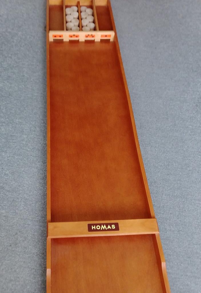 HOMAS Sjoelbak 200cm, S45  , Z.G.A.N. compleet met 30 stenen, Hobby en Vrije tijd, Gezelschapsspellen | Overige, Een of twee spelers