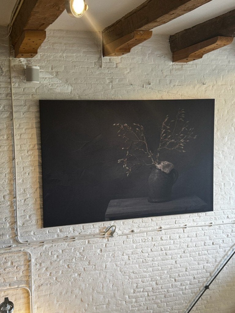Doek met magnoliatak van Murale - 210 x 140 cm, Huis en Inrichting, Ophalen, 140 cm, Zwart, Textiel