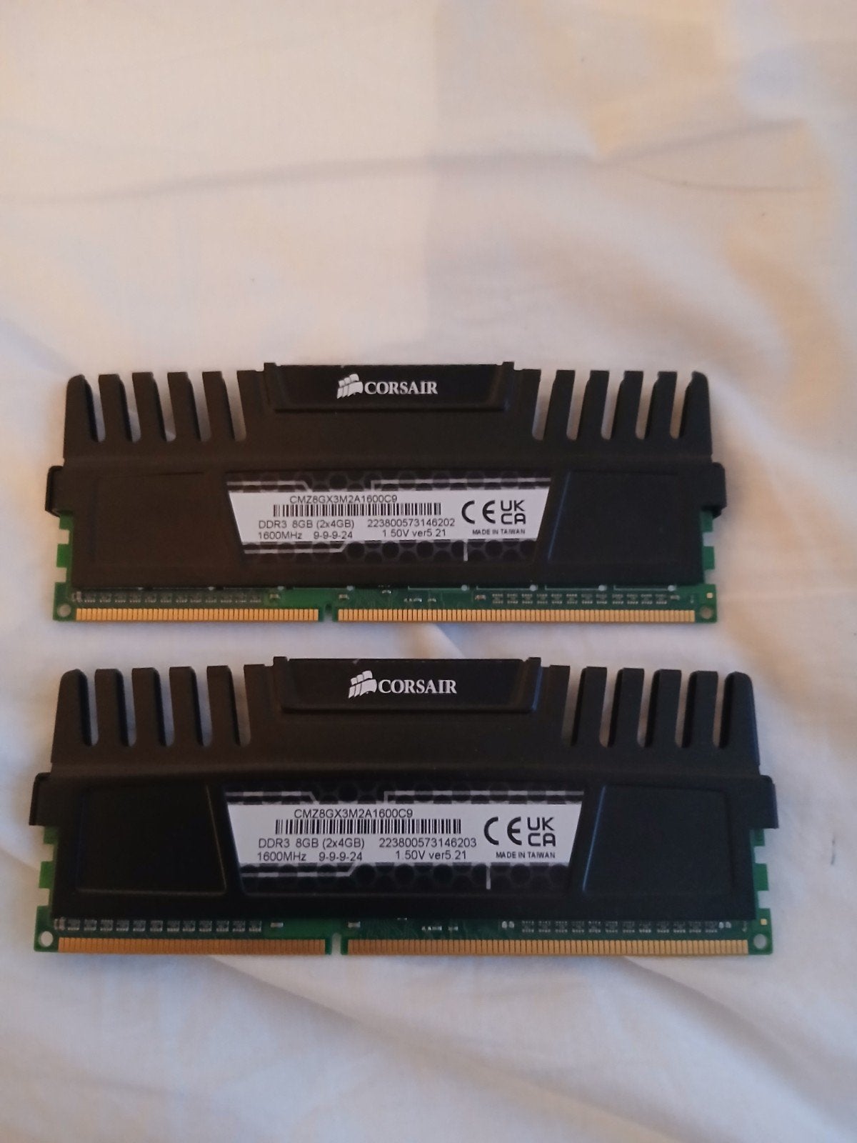 Corsair DDR3 8GB (2x4GB) 1600MHz RAM Geheugen, Computers en Software, RAM geheugen, Gebruikt, Server, 8 GB, DDR3