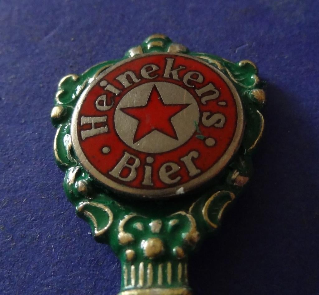 Heineken Bier Thee Lepel Met Email Logo NUMMER 333444555, Verzenden, Gebruikt, Overige typen, Heineken