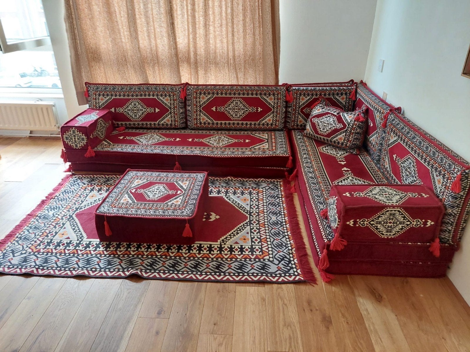 Authentieke Turkse Vloerbank / Majlis Set (Modulair), Ophalen, Oosters, Turks, Majlis, Hoekbank, 300 cm of meer