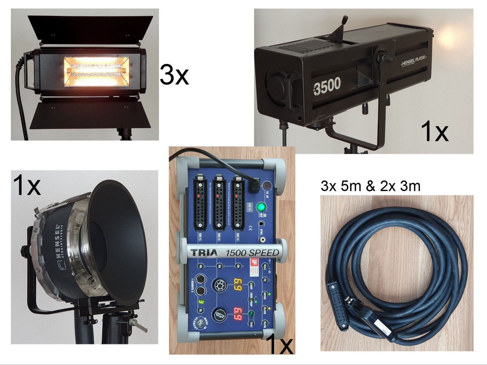 Hensel Tria met div lampen en verlengkabels. Werkend!, Ophalen, Lamp of Flitsset
