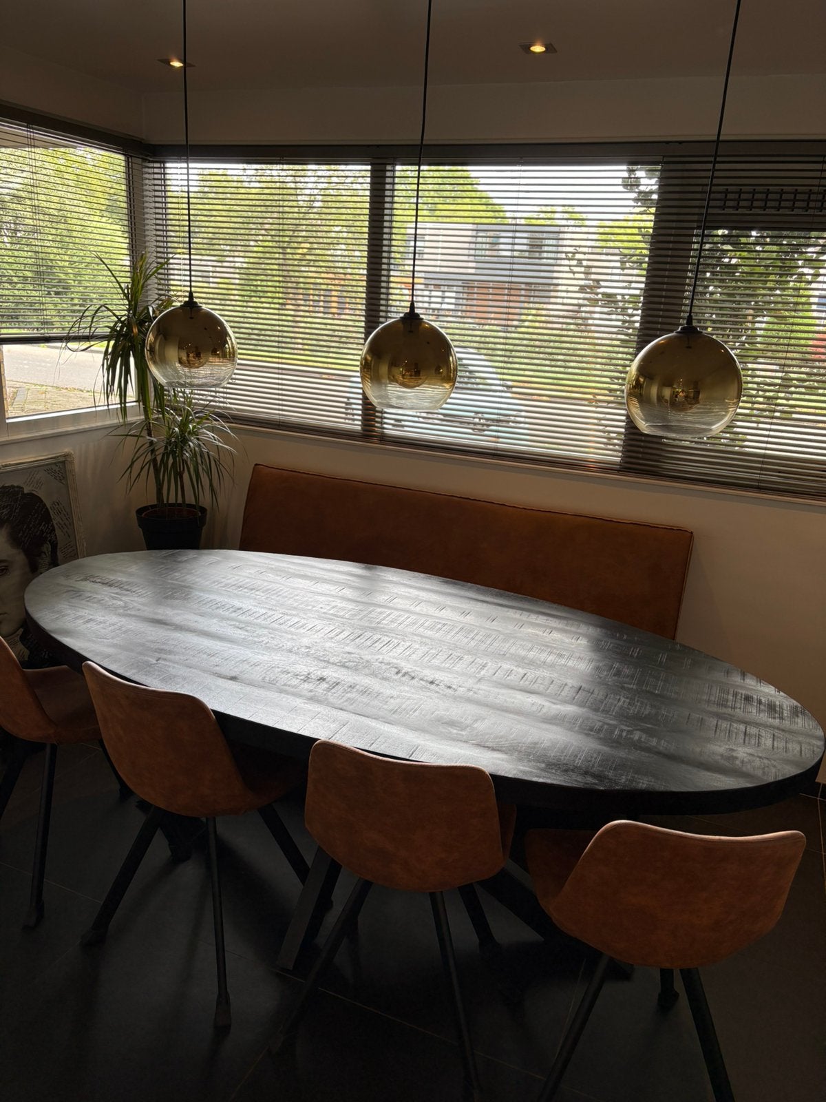 Mooie grote ovale robuuste eettafel, 100 tot 150 cm, 200 cm of meer, Zo goed als nieuw, Vijf personen of meer