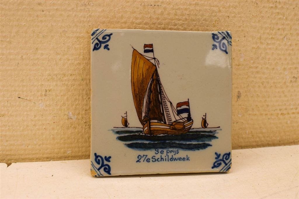 Wandtegel van een boot 3e prijs 27e schildweek 48015, Ophalen of Verzenden, Gebruikt