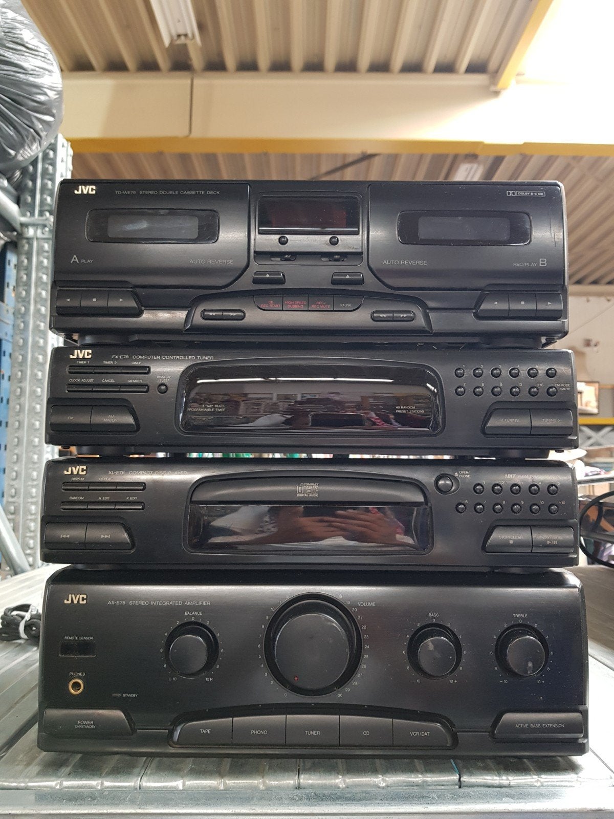 JVC Stereo Set: Cassettedeck, Tuner, CD-speler, Versterker, 1947KT, Gebruikt, Tuner of Radio, JVC