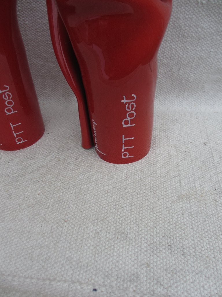 2 stuks Henk Jurriaans, object/vaas, gesigneerd jaren 80, Object, Ophalen of Verzenden, 32 cm, Rood