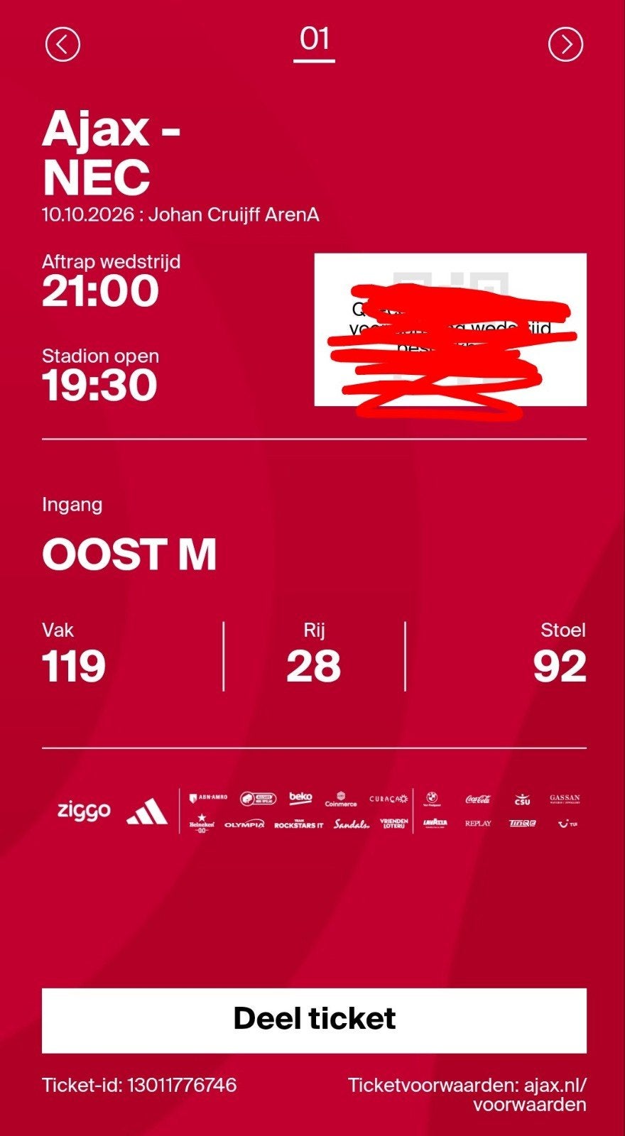 ajax-nec 1 kaart, Eén persoon