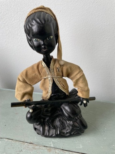 Vintage plastic figuur Tilso Pixie Elf Nymph met fluit. 1960, Ophalen, Zo goed als nieuw