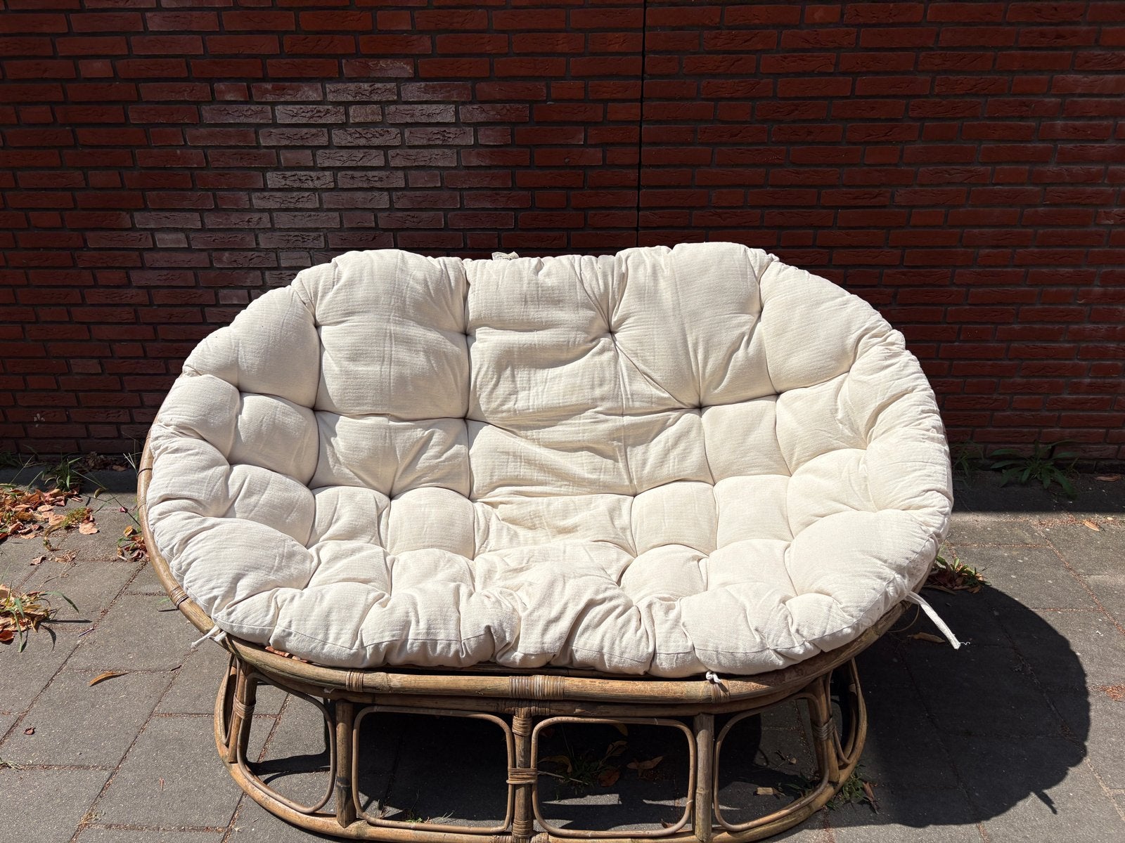 Loungebank Mamasan bruin rotan - met kussen, Huis en Inrichting, Ophalen, Gebruikt, 100 tot 125 cm, 150 tot 200 cm