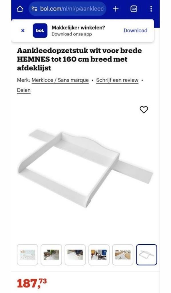 Ikea Hemnes commode blad vergroter + verschoonkussen, Ophalen, Zo goed als nieuw, Overige typen