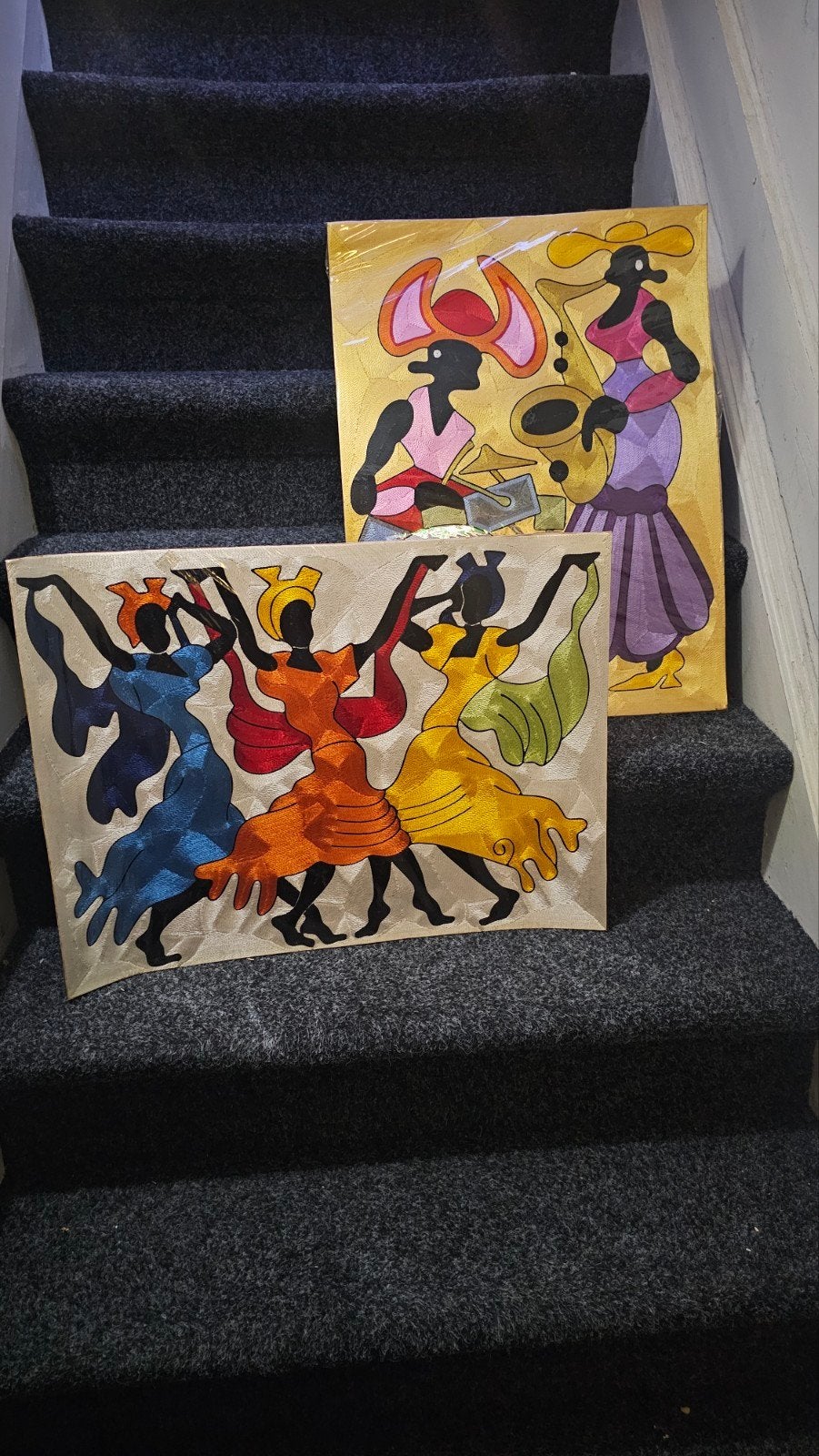Thread Painting from Ghana, Antiek en Kunst, Ophalen, Figuren, Met textuur, Overige technieken