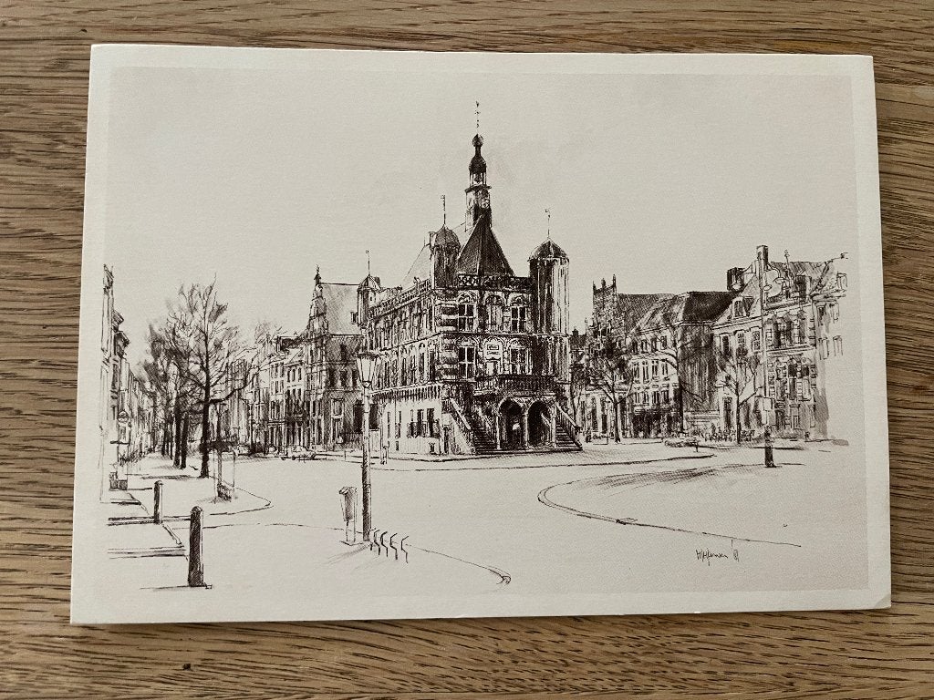 D295 Oude ansichtkaart Deventer : Brink met Waag, Verzamelen, Ansichtkaarten | Nederland, Ongelopen, Overijssel, Voor 1920, Ophalen of Verzenden