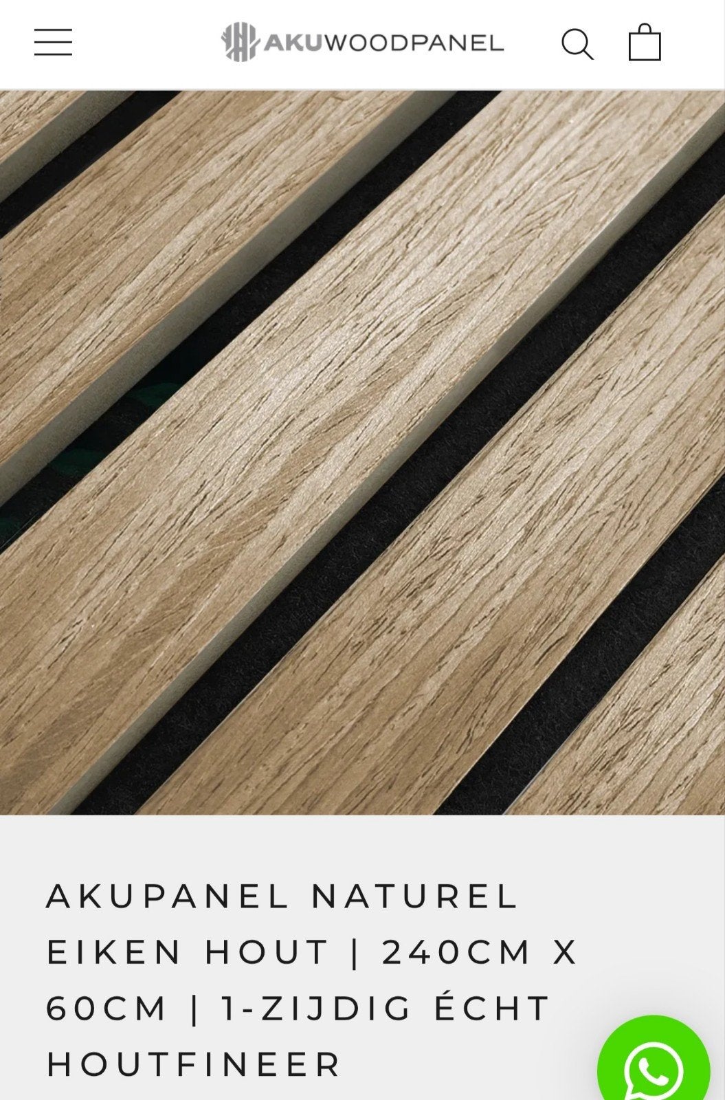 4 accoustische panelen Eiken Hout 240x60cm - Nieuw in doos, Doe-het-zelf en Verbouw, Platen en Panelen, Ophalen, Nieuw