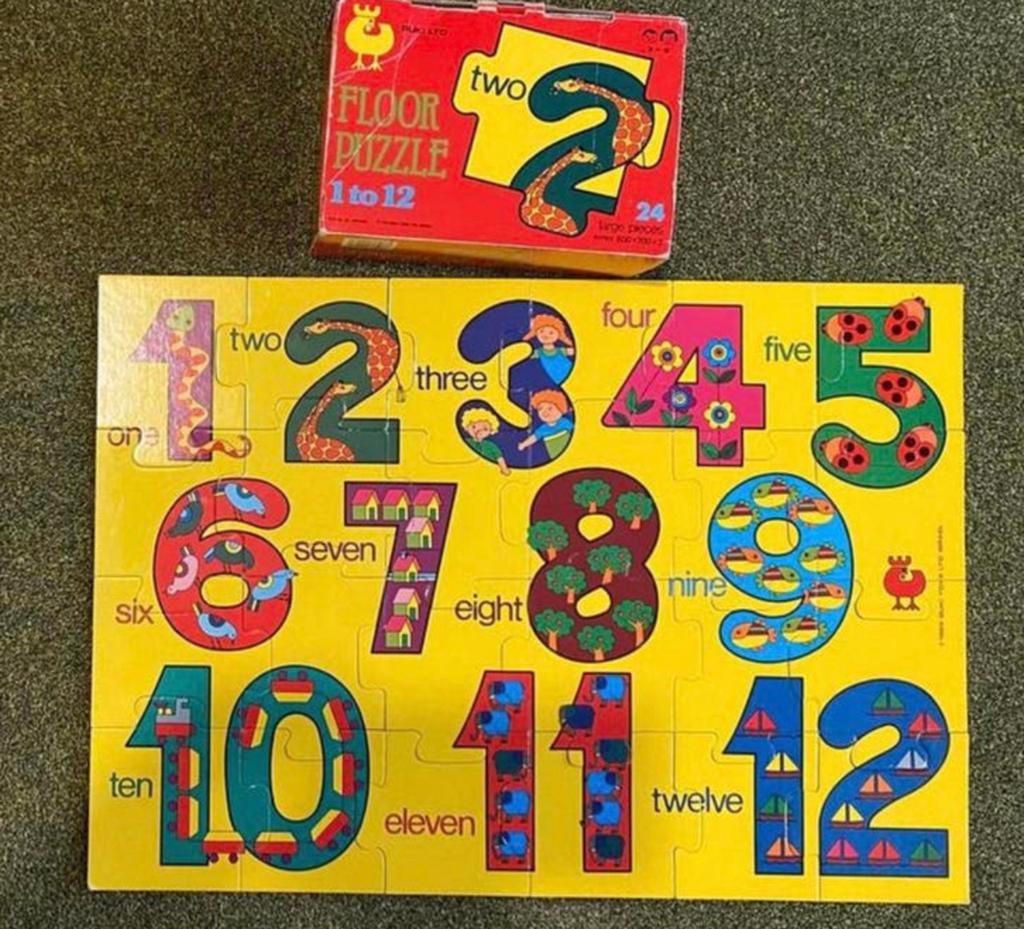 Engelse  vloerpuzzel - Tellen tot 12, Ophalen of Verzenden, 10 tot 50 stukjes, Gebruikt, 2 tot 4 jaar