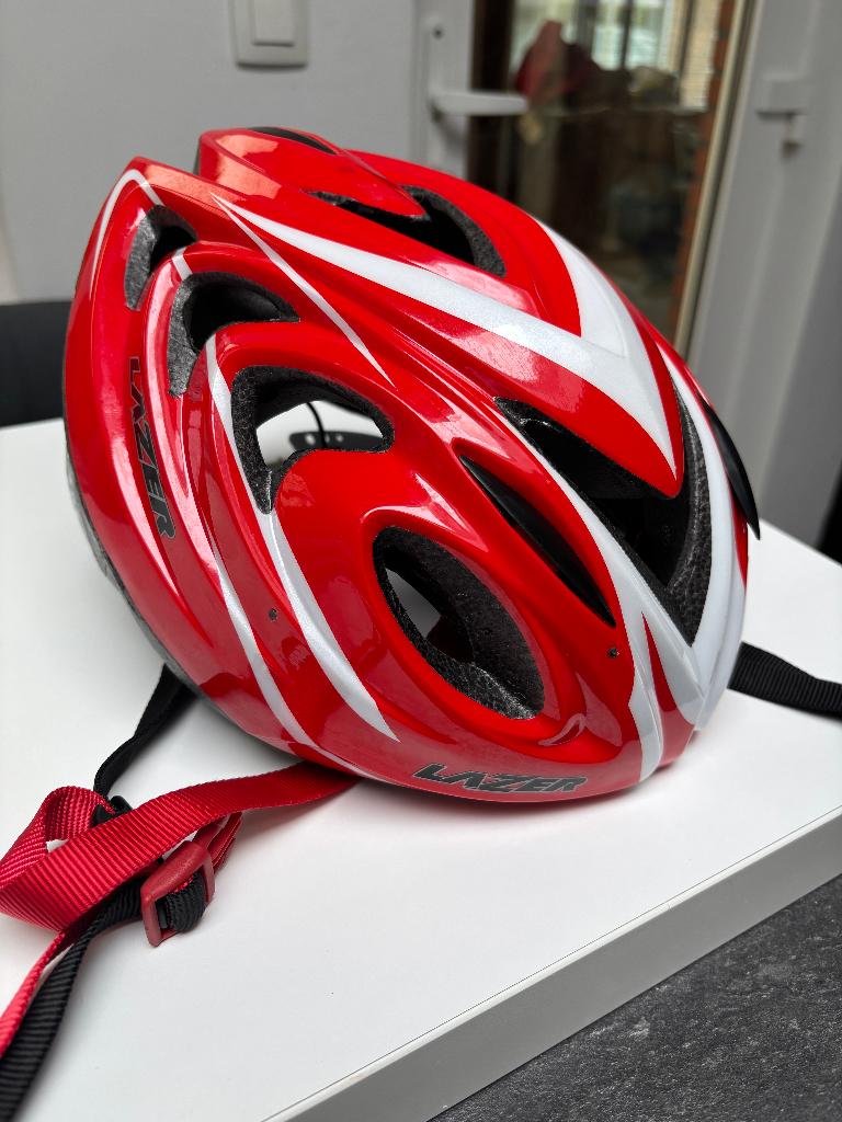 Lazer fietshelm rood wit 52-56 cm, Ophalen of Verzenden, Gebruikt, Heer of Dame