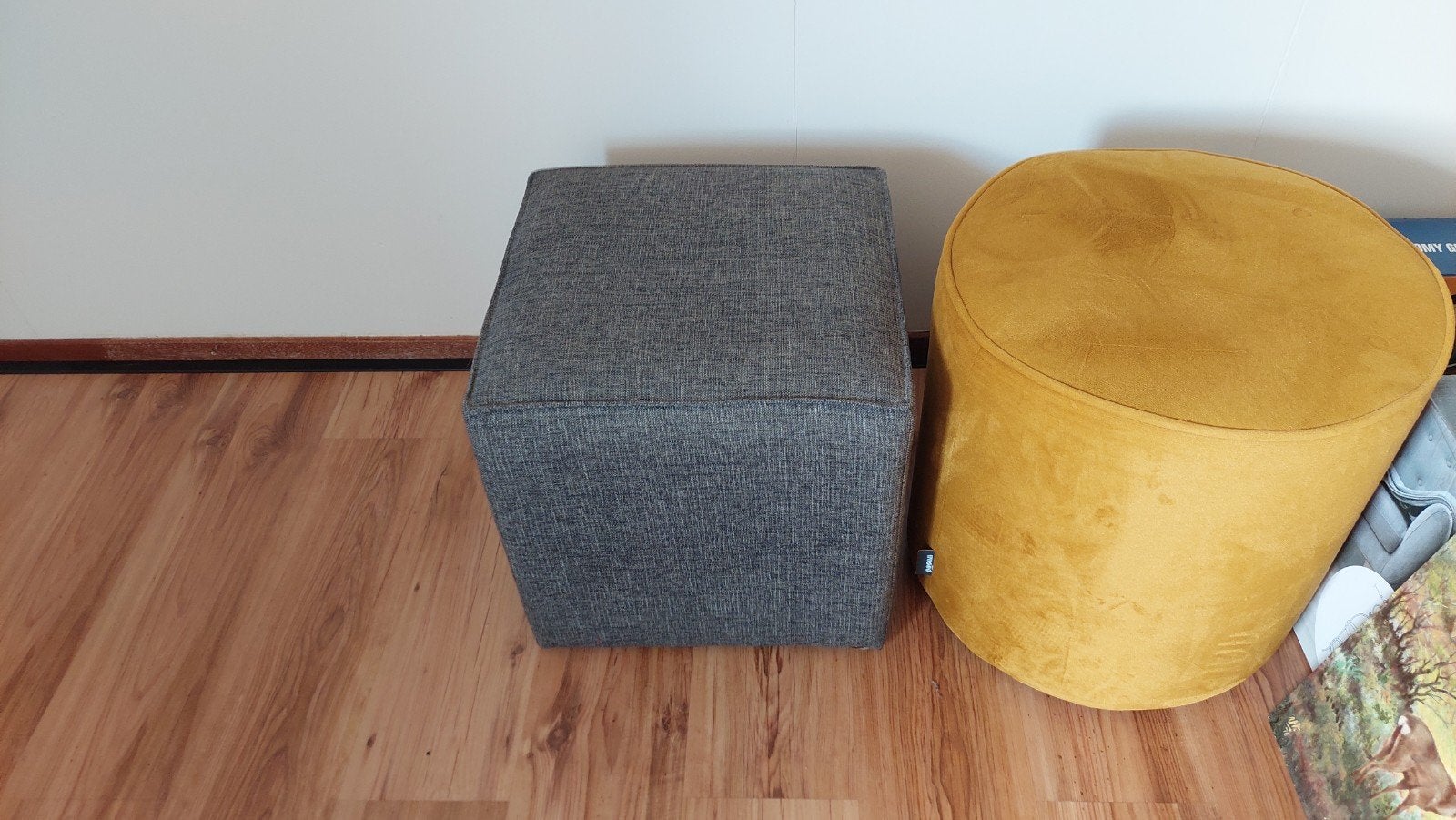 antracietkleurige poef, Ophalen, Rond, Minder dan 50 cm, Minder dan 50 cm