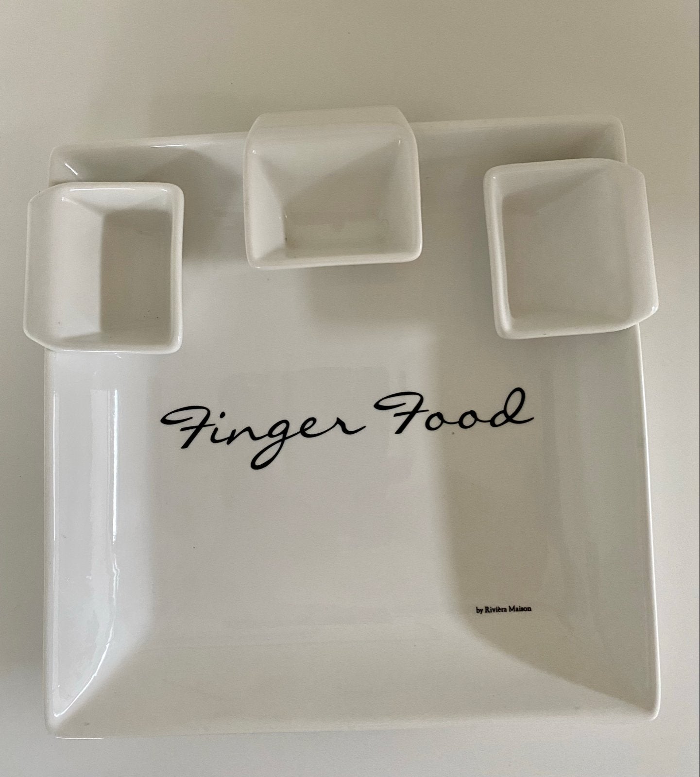 Riviera Maison Finger Food schaal met 3 bakjes, Huis en Inrichting, Keuken | Servies, Nieuw, Ophalen of Verzenden, Schaal of Schalen