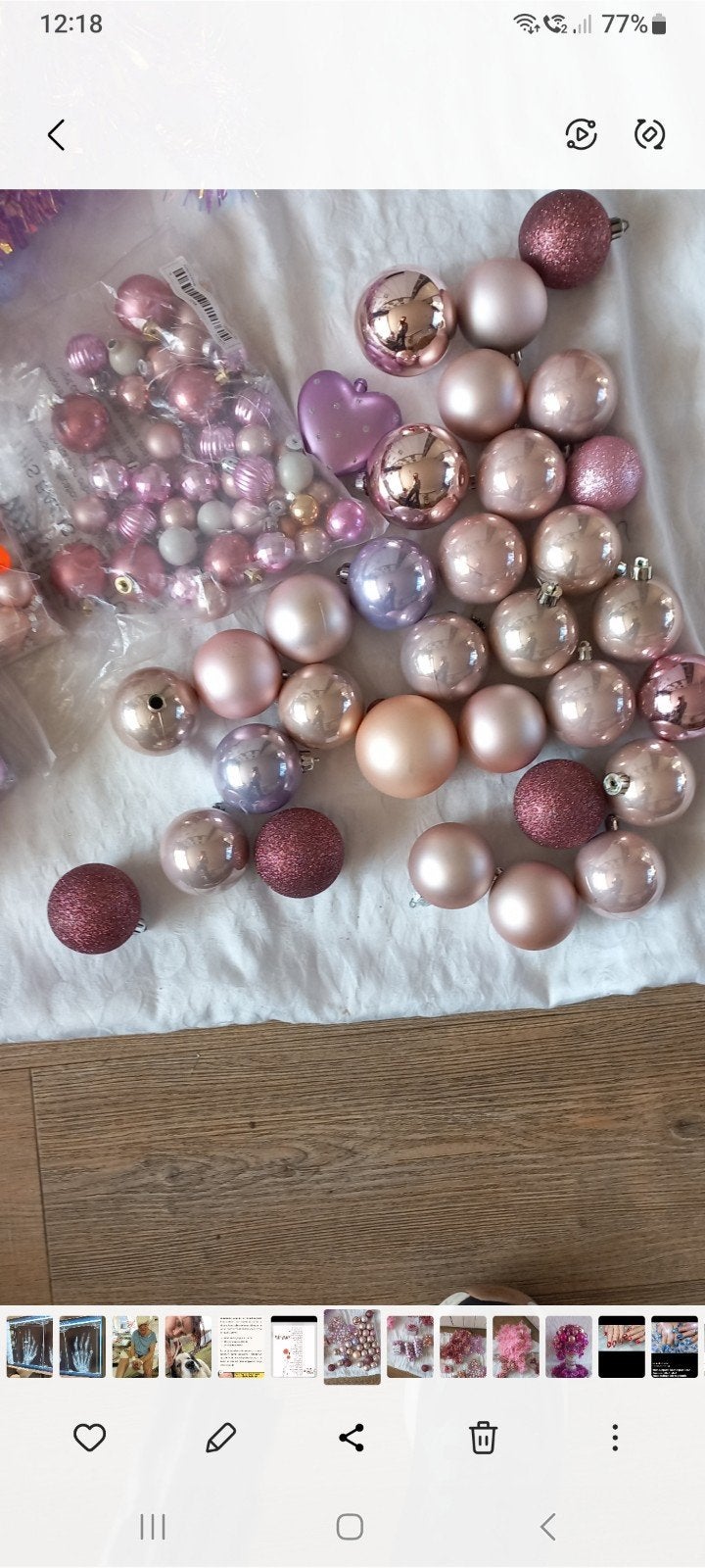 rose kerstballen ,boa,s en versiering, Ophalen of Verzenden, Zo goed als nieuw