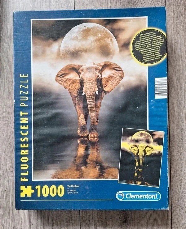 Lichtgevende olifant puzzel 1000 stukjes Clementoni, Ophalen of Verzenden, 500 t/m 1500 stukjes, Zo goed als nieuw, Legpuzzel
