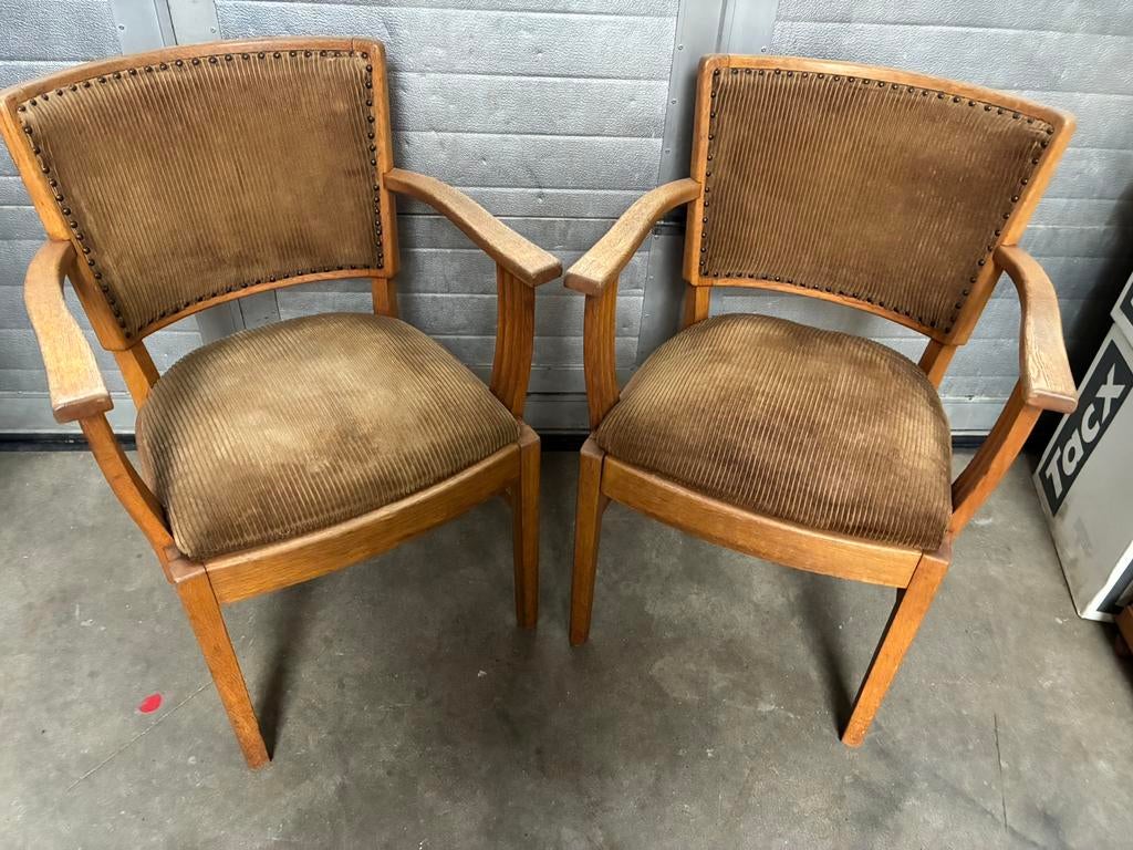 2 leuke antieke/authentieke stoelen met rib stof, Ophalen