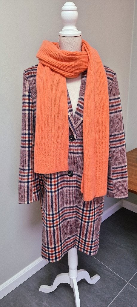 Geruite wintermantel bruin oranje navy, Maat 38/40 (M), Overige kleuren, Verzenden, Nieuw
