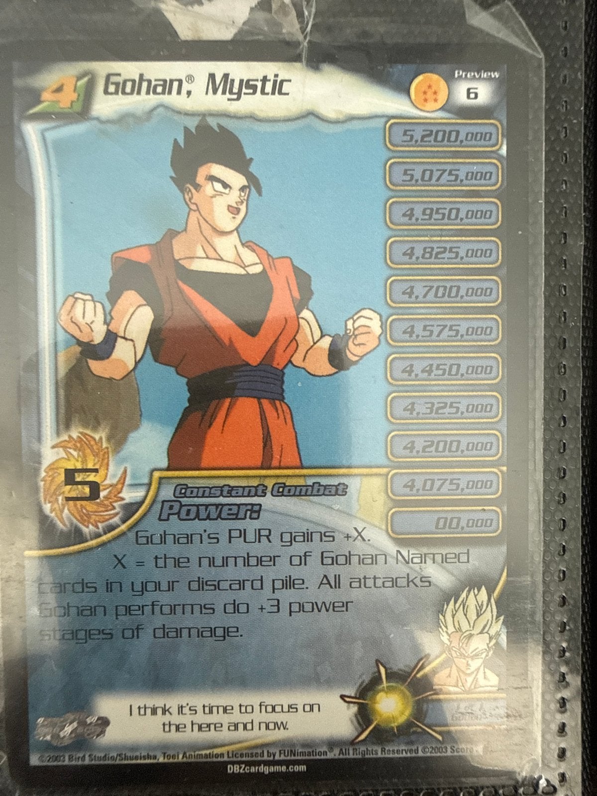 Dragon Ball Z TCG Gohan Mystic Kaart, Ophalen of Verzenden, Gebruikt, Losse kaart