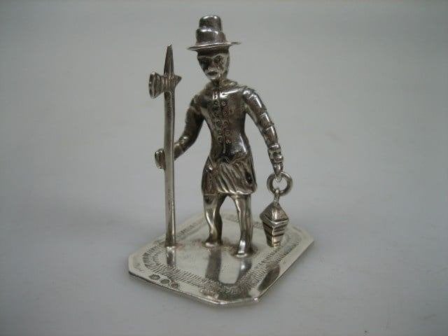 Miniatuur Zilver Stadwachter zie onze webshop antiekjuwelier, Ophalen of Verzenden, Zilver