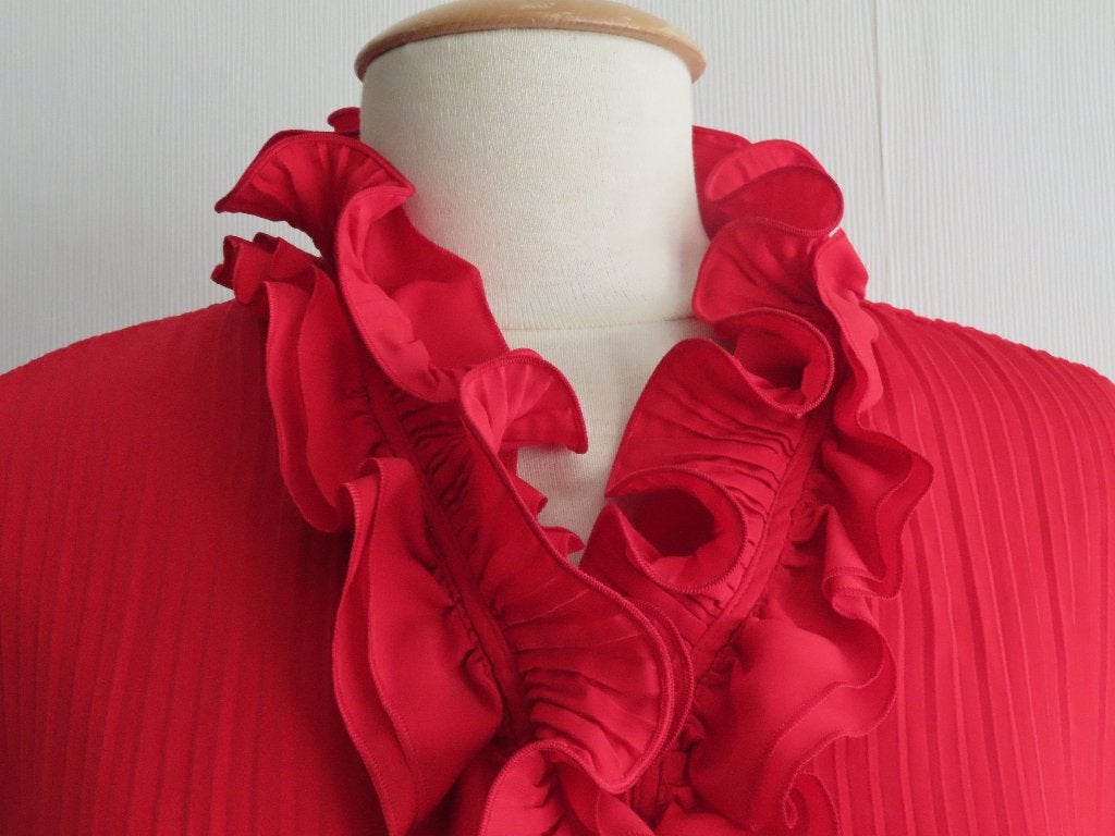 GERRY WEBER, Rouche blouse in sprekend rood mt 42/44, Maat 42/44 (L), Ophalen of Verzenden, Zo goed als nieuw, Gerry weber