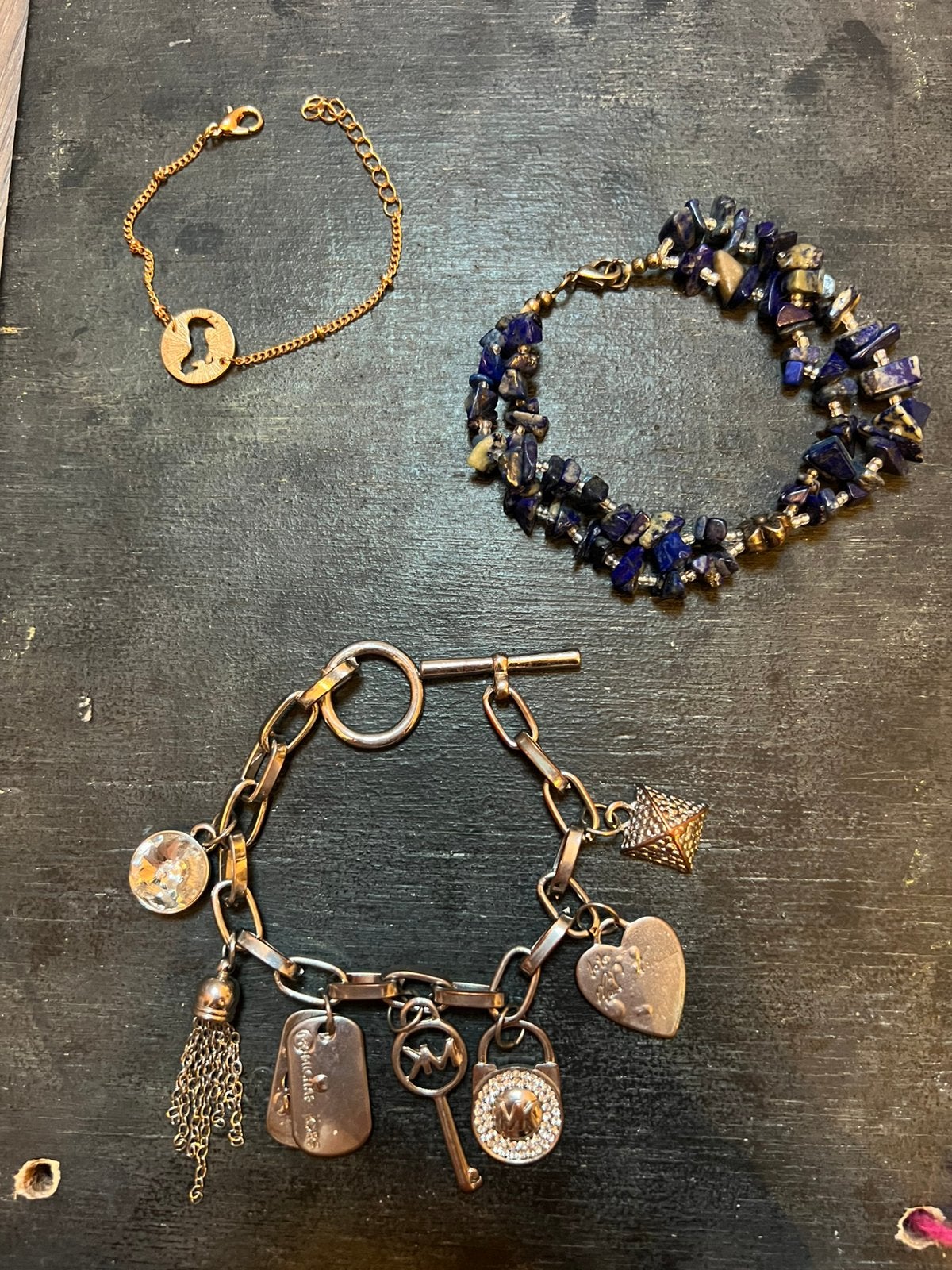 Lot Vintage Michael Kors bedelarmband armband halfedelstenen, Overige materialen, Ophalen of Verzenden, Zo goed als nieuw, Met bedels of kralen