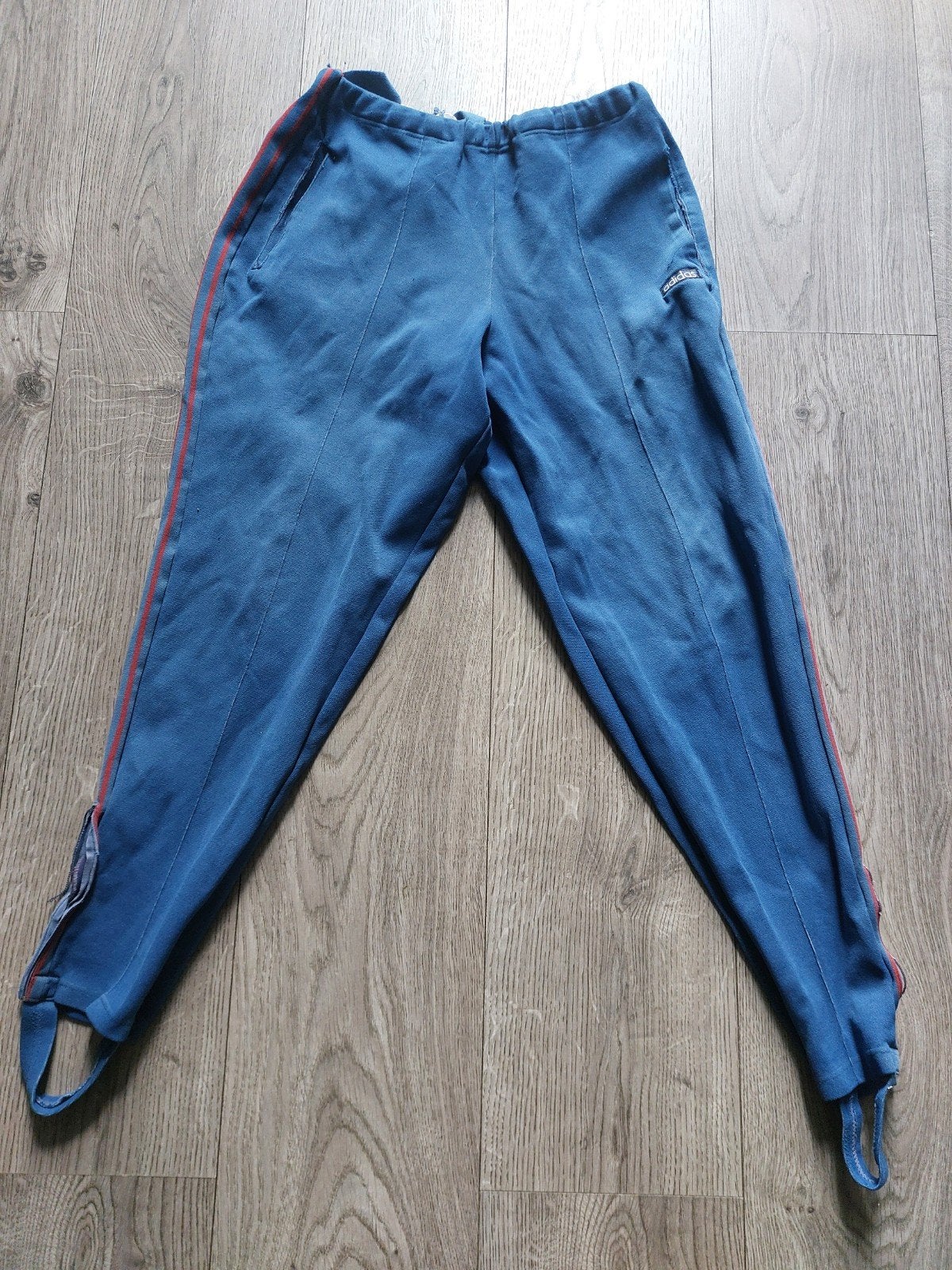 Vintage jaren '70 Adidas trainingsbroek - Distressed look, Blauw, Ophalen of Verzenden, Adidas, Gedragen