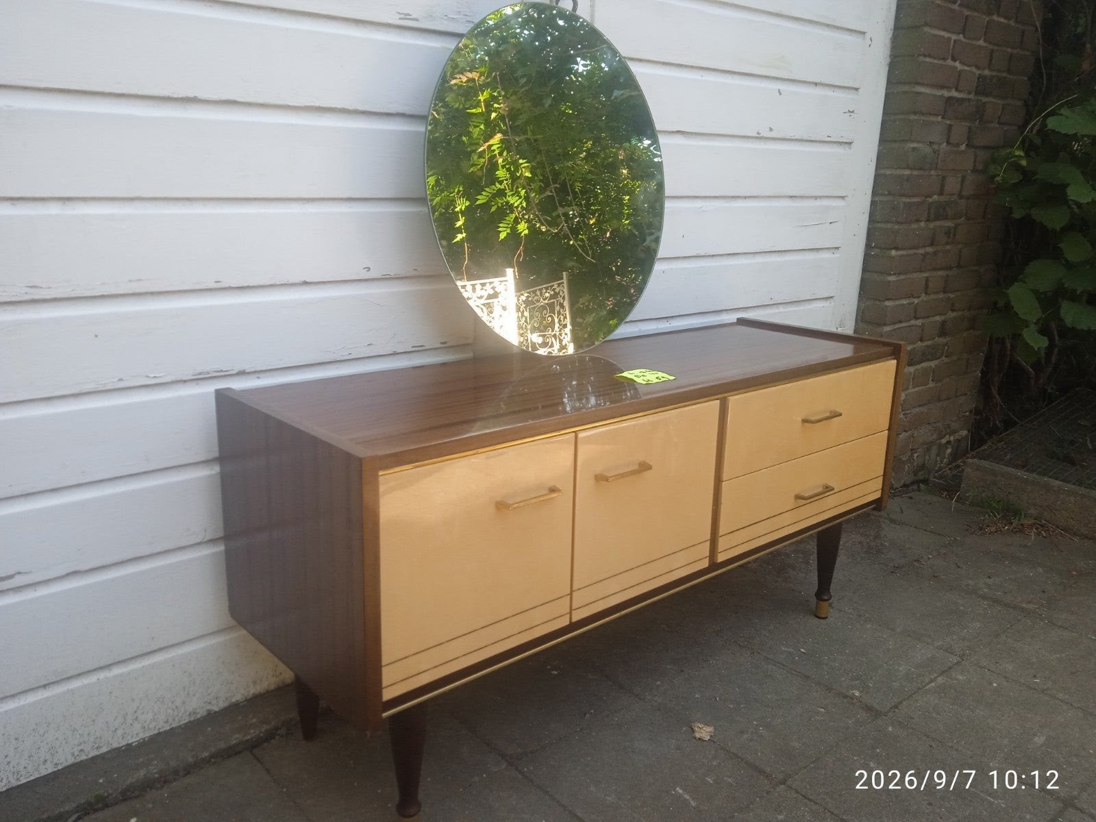 Jaren 50 Dressoir Kaptafel Spiegel kast Side table, Ophalen, Zo goed als nieuw, Overige houtsoorten, Met deur(en)