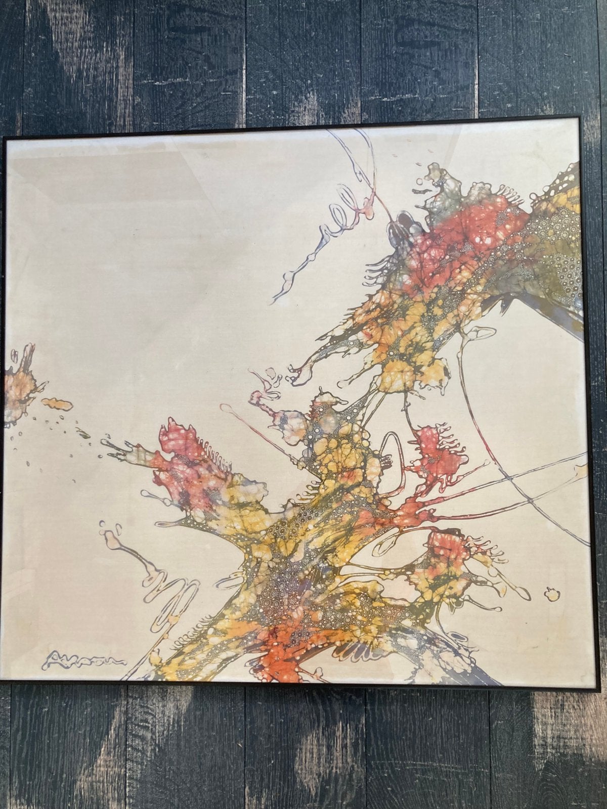 Schilderij, batik op zijde, Kuswadji (090325c), Antiek en Kunst, Ophalen