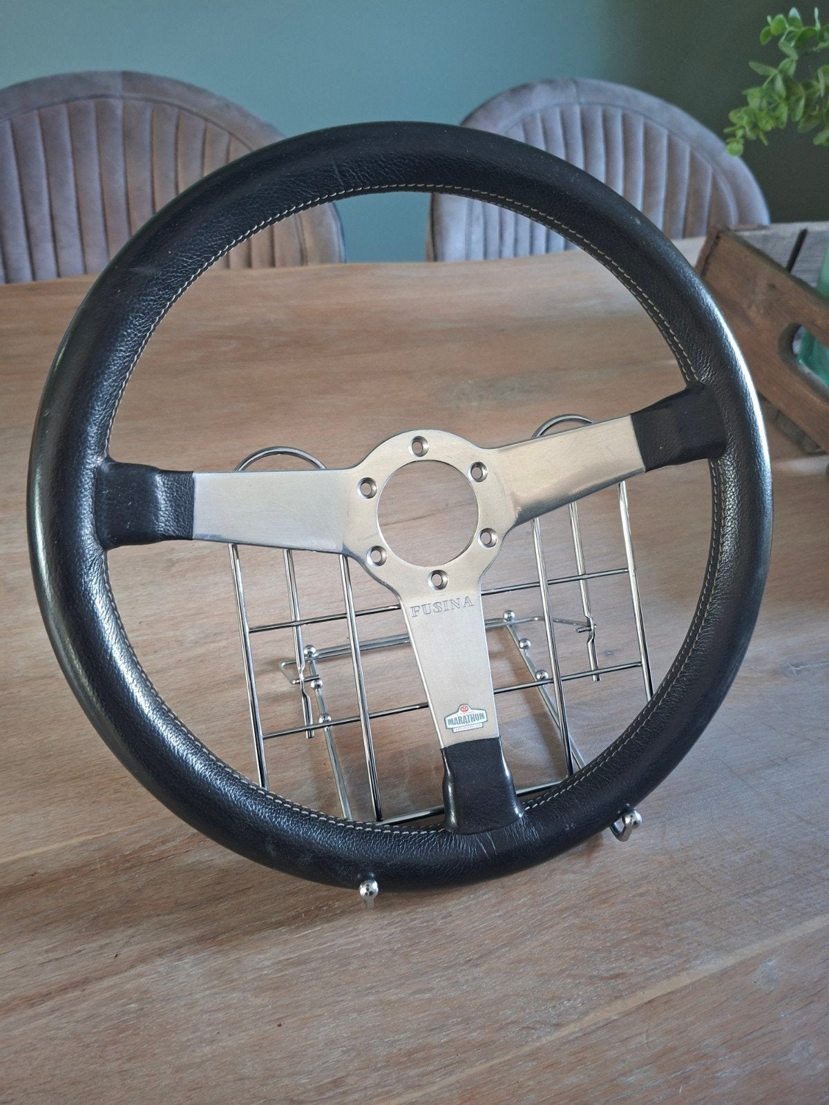 vintage leder sportstuur Fusina 38 cm, Ophalen, Nieuw, Overige automerken