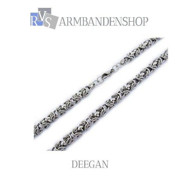 Rvs zilver heren ketting "Deegan" edelstaal 58 cm staal, Verzenden, Nieuw, Zilver, Overige materialen