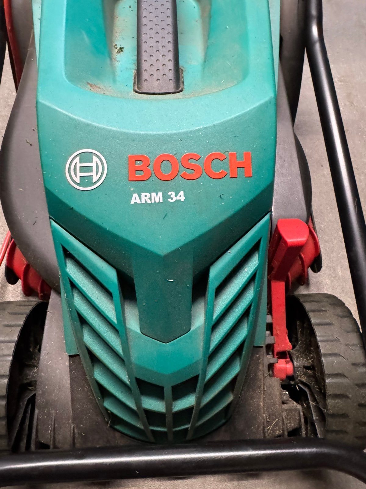 Bosch ARM 34 Grasmaaier, Tuin en Terras, Grasmaaiers, Ophalen, Gebruikt, Elektrische grasmaaier, Opvangbak