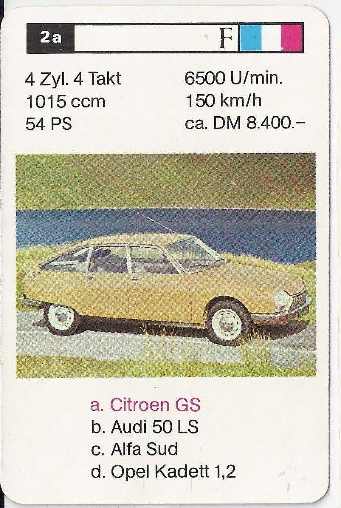 Kw3903 autokaartje 2a citroen gs, Ophalen of Verzenden, Zo goed als nieuw, Auto's