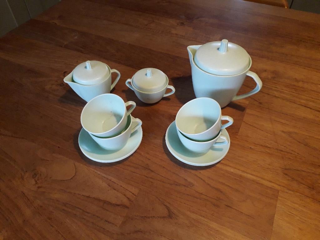 Vintage Retro Pastel Groen Melotoys Kinderserviesje, Ophalen of Verzenden, Gebruikt