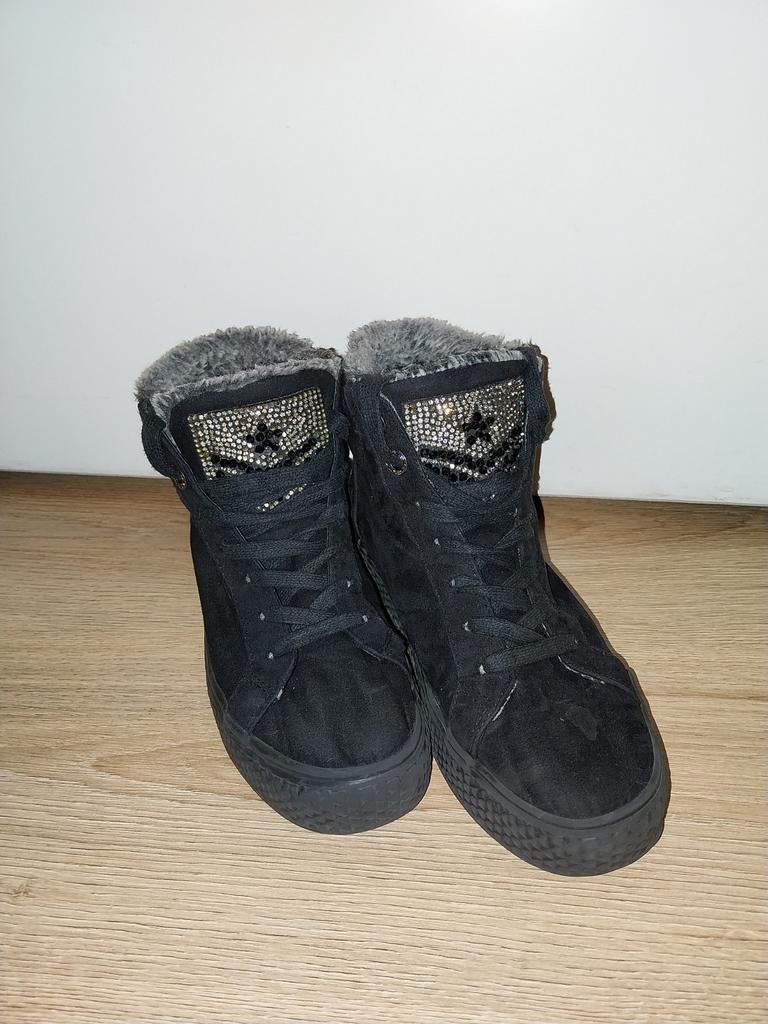 Warme zwarte gevoerde winter schoenen gympen maat 36 meisje, Meisje, Schoenen, Ophalen of Verzenden, Zo goed als nieuw