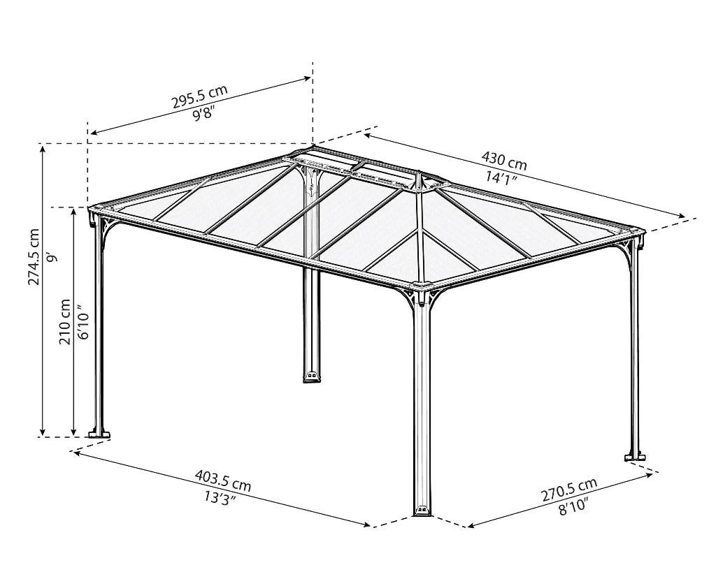 Martinique 4300 Aluminium overkapping, Tuin en Terras, Overkappingen, Ophalen, Nieuw, Tuinpaviljoen