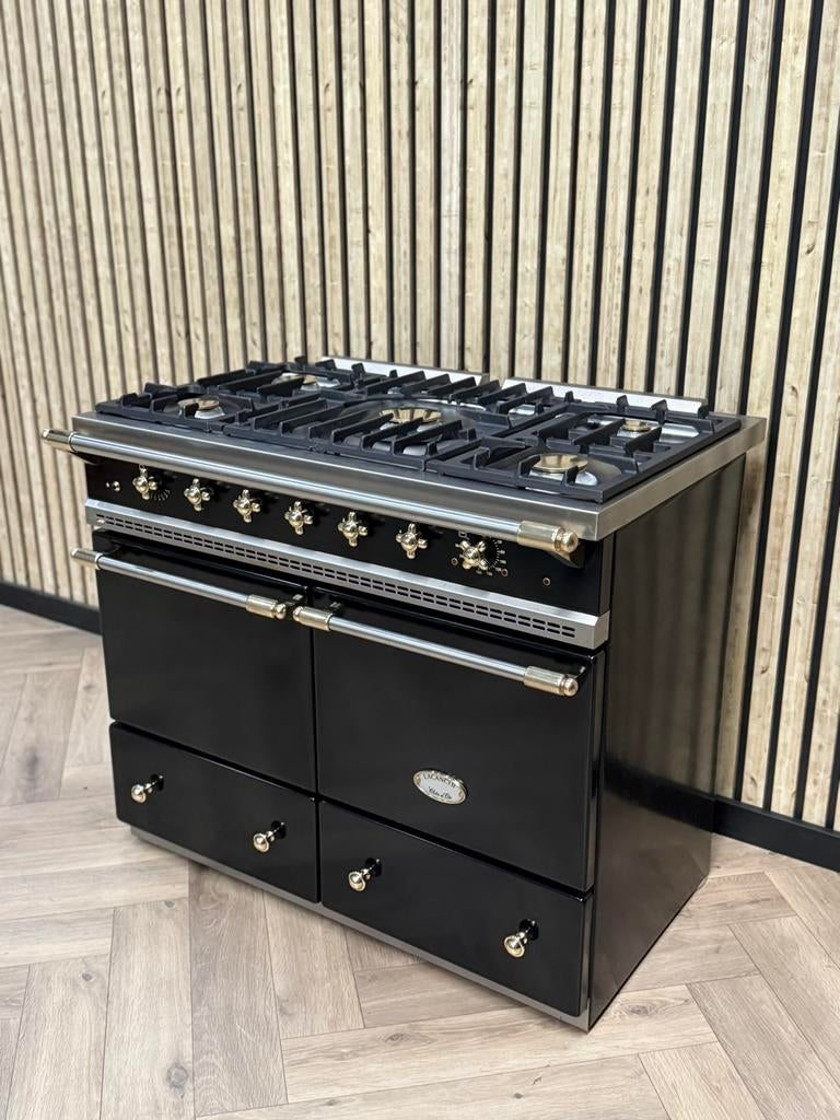 Luxe Lacanche 100cm Zwart Dubbele Oven Gas, Witgoed en Apparatuur, Fornuizen, Warmhoudplaat, 60 cm of meer, Ophalen of Verzenden