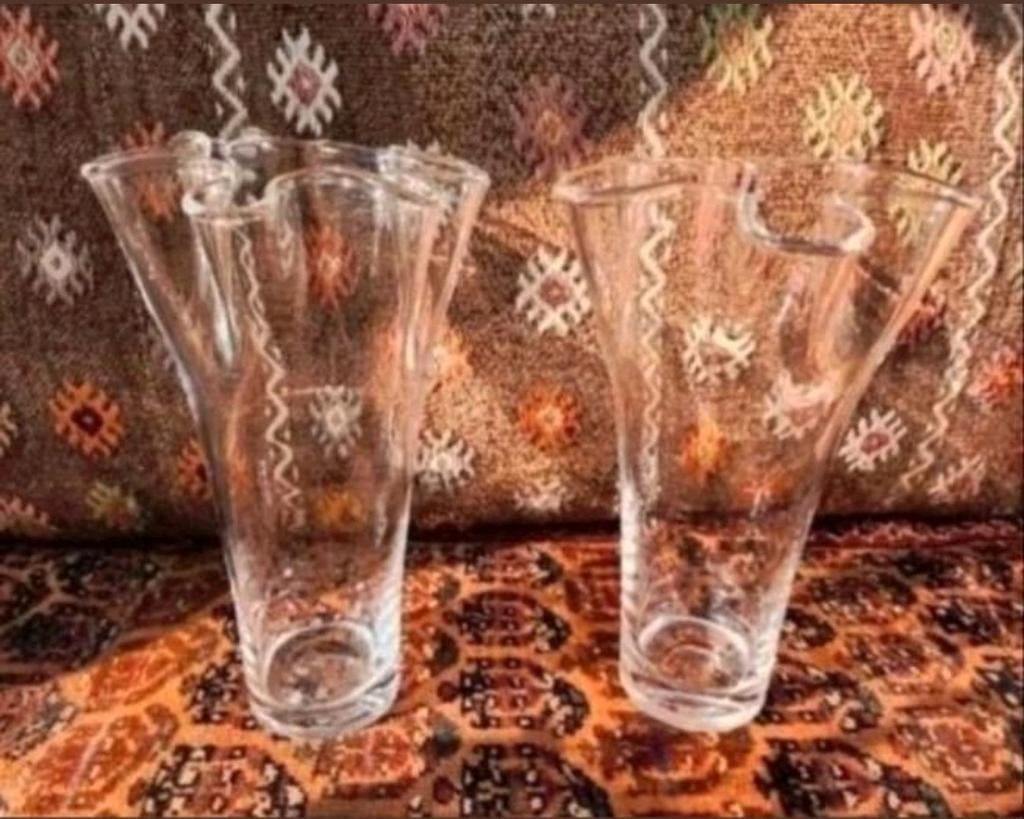 Drie Waiervazen Bloemenvaas, Ophalen of Verzenden, Overige kleuren, Glas, Minder dan 50 cm