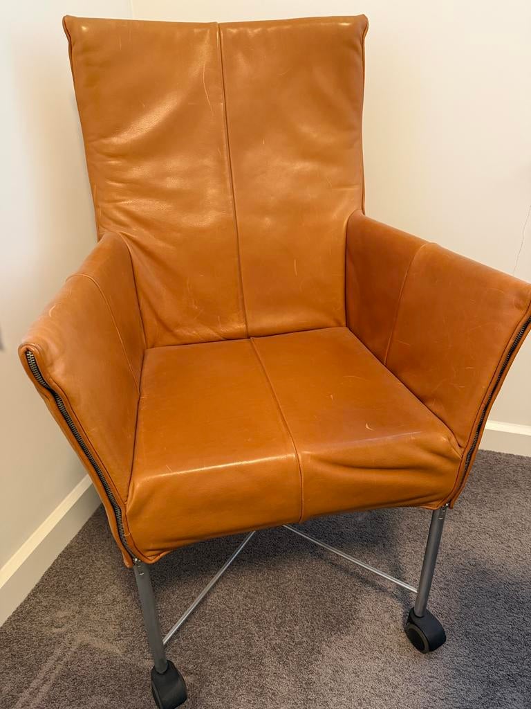 2 stuks Montis Chaplin Stoel - Stijlvolle Design Stoel, Ophalen, Gebruikt, Minder dan 75 cm, Leer