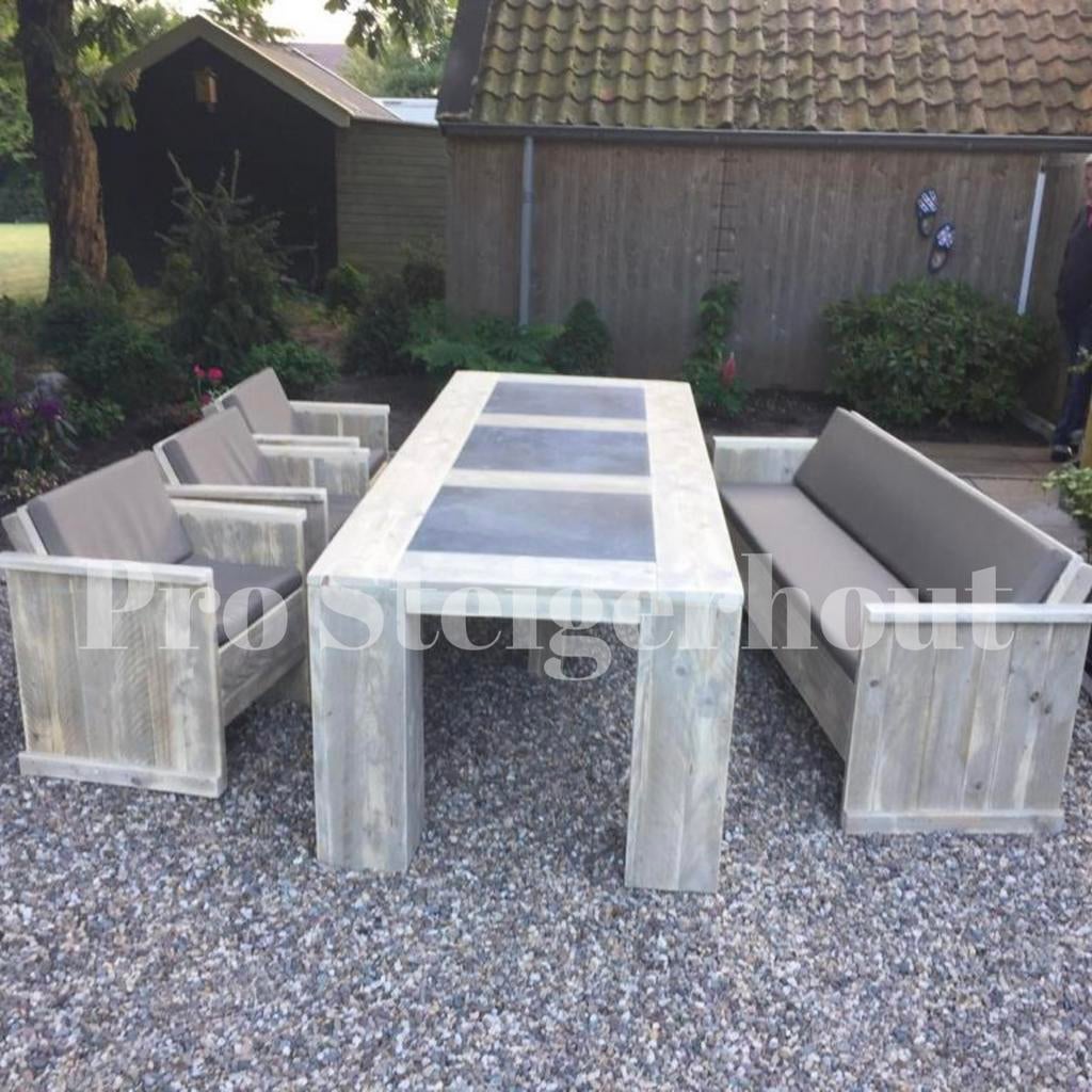 Foto 11 van Steigerhout Tuinset Tuintafel Eettafel met Stoelen & banken