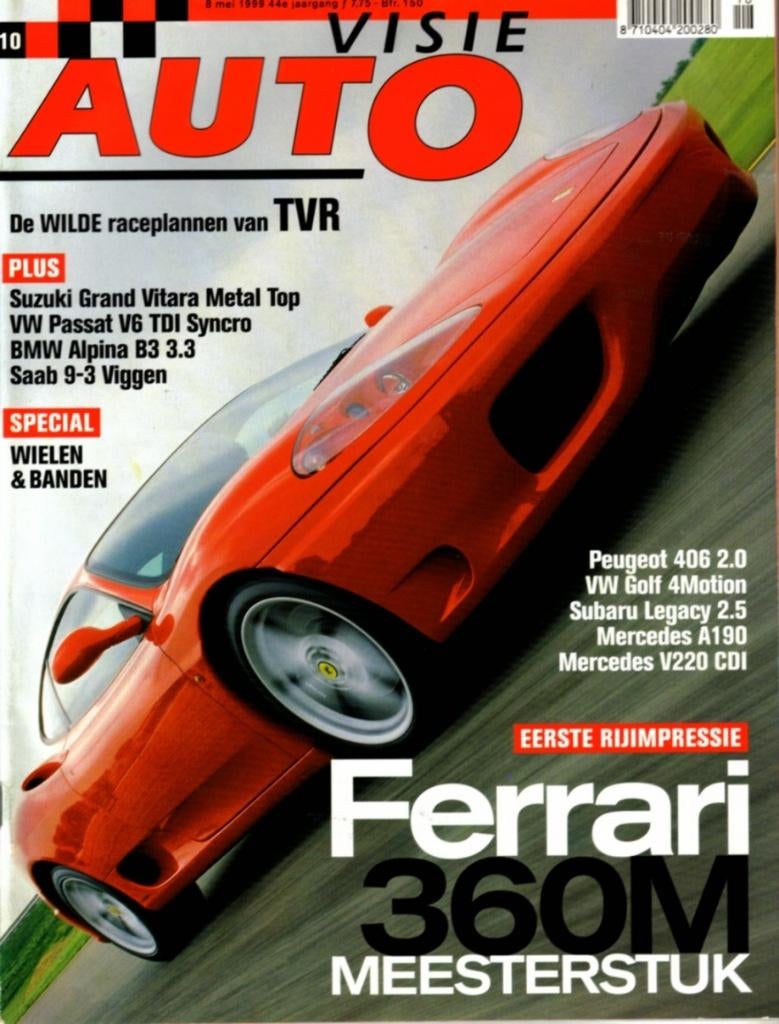 Autovisie rij indruk Ferrari 360 Modena Mei 1999, Ophalen of Verzenden, Gelezen, Ferrari