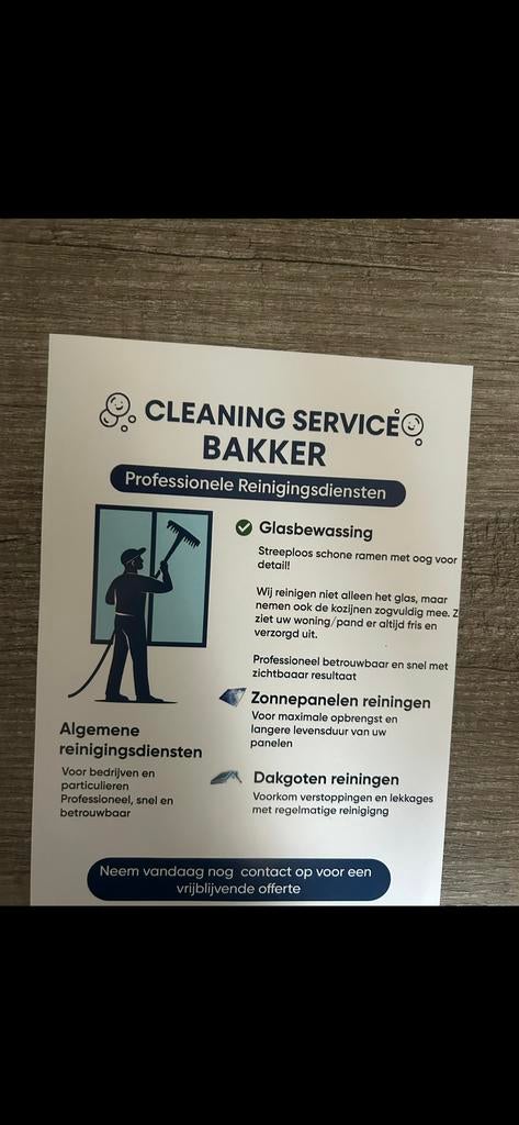 Cleaning services Bakker, Schoonmaken bedrijfsruimte