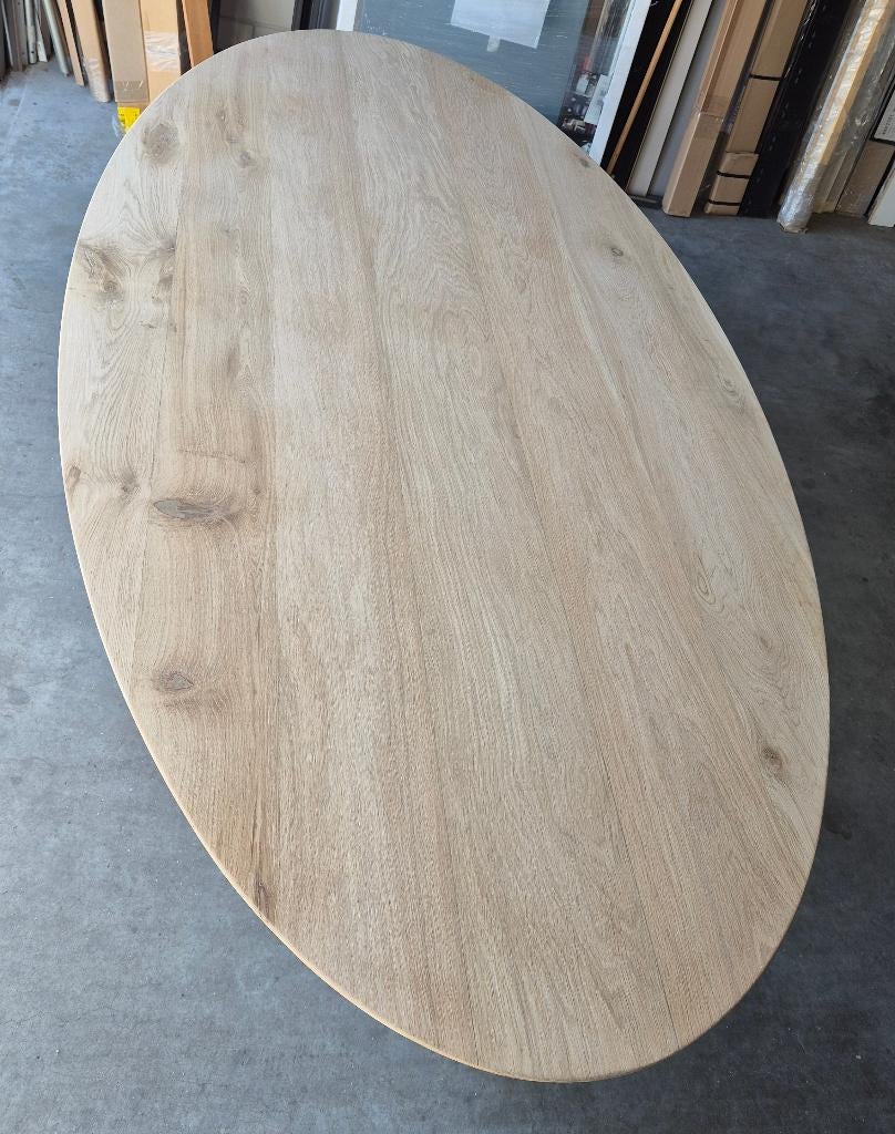 Eiken ovaal tafelblad div. maten 220x110 /260x120, Ophalen, 100 tot 150 cm, Eikenhout, Vijf personen of meer