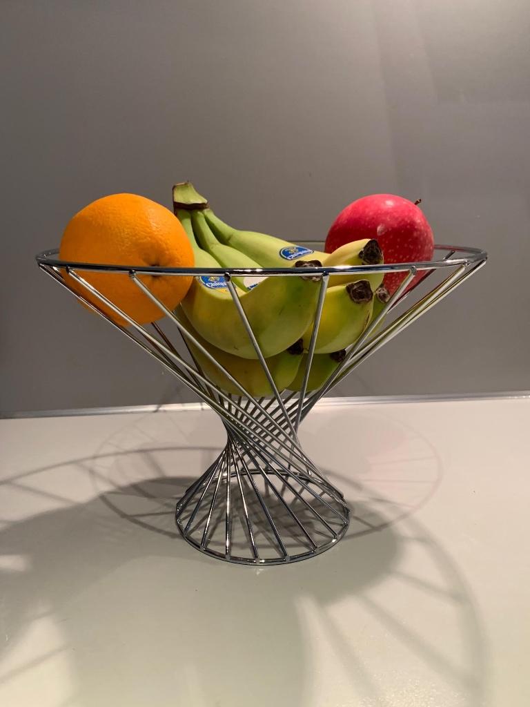 Fruitmand zilverkleurig, Ophalen, Nieuw, Rond, Overige materialen