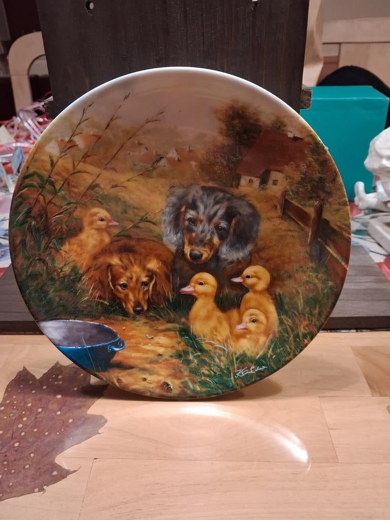 Teckel bordje met kuikentjes - Perfecte staat!, Ophalen of Verzenden
